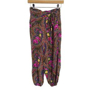 VINTAGE LEGER BOHO HIPPIE MANDALA FLORAL PANTS SIZE 10 WAIST TIE